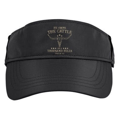 He Owns The Cattle On A Thousand Hills Psalm 50 Vintage Cow Adult Drive Performance Visor