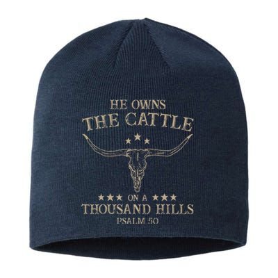 He Owns The Cattle On A Thousand Hills Psalm 50 Vintage Cow Sustainable Beanie