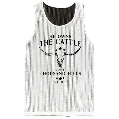 He Owns The Cattle On A Thousand Hills Psalm 50 Mesh Reversible Basketball Jersey Tank