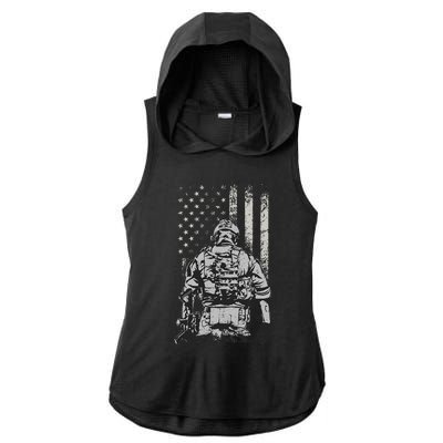 Home Of The Free Because Of The Brave Ladies PosiCharge Tri-Blend Wicking Draft Hoodie Tank