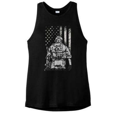 Home Of The Free Because Of The Brave Ladies PosiCharge Tri-Blend Wicking Tank