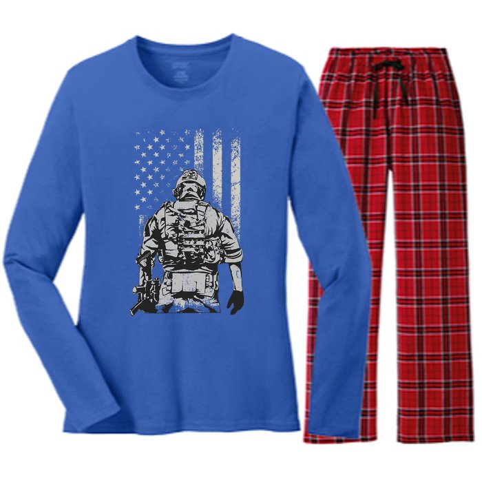 Home Of The Free Because Of The Brave Women's Long Sleeve Flannel Pajama Set 