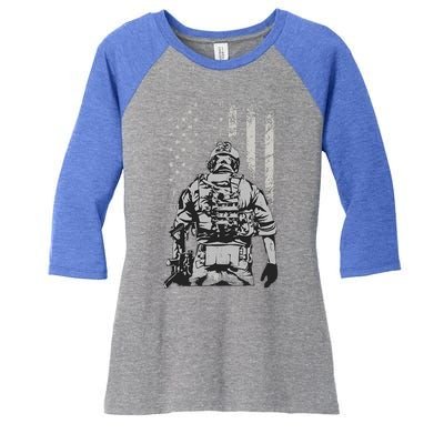 Home Of The Free Because Of The Brave Women's Tri-Blend 3/4-Sleeve Raglan Shirt