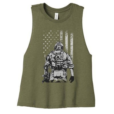 Home Of The Free Because Of The Brave Women's Racerback Cropped Tank