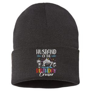 Husband Of The Birthday Cruiser Funny Cruise Birthday Sustainable Knit Beanie