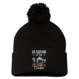 Husband Of The Birthday Cruiser Funny Cruise Birthday Pom Pom 12in Knit Beanie