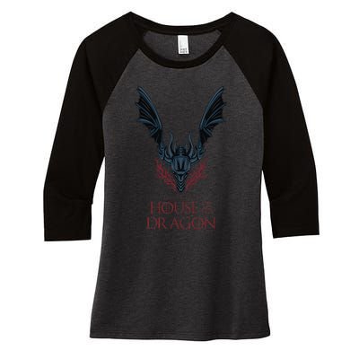 House of the Dragon Dark Wings Spread Women's Tri-Blend 3/4-Sleeve Raglan Shirt