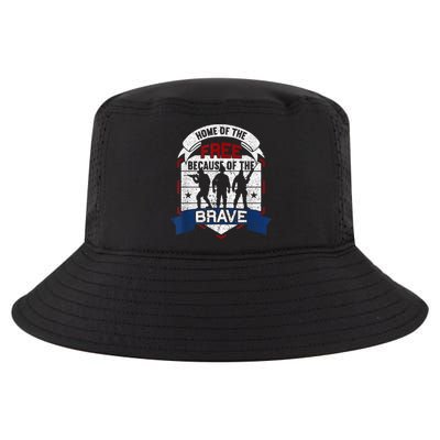 Home Of The Free Because Of The Brave Proud American Veteran Cool Comfort Performance Bucket Hat