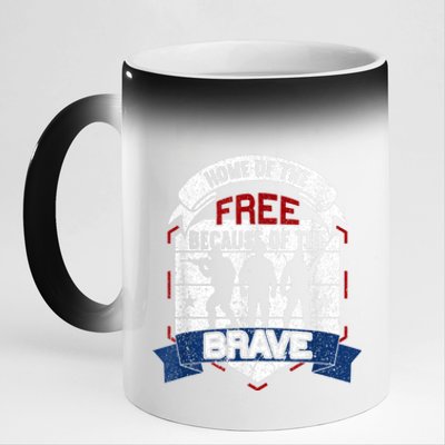 Home Of The Free Because Of The Brave Proud American Veteran 11oz Black Color Changing Mug