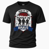 Home Of The Free Because Of The Brave Proud American Veteran Cooling Performance Crew T-Shirt