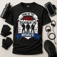 Home Of The Free Because Of The Brave Proud American Veteran Cooling Performance Crew T-Shirt