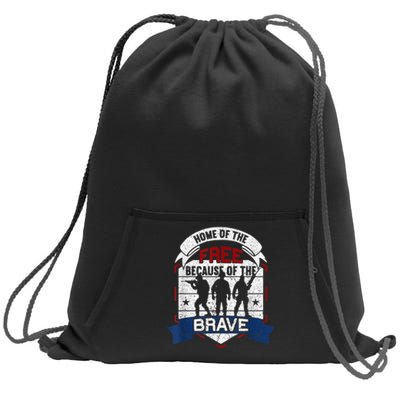 Home Of The Free Because Of The Brave Proud American Veteran Sweatshirt Cinch Pack Bag