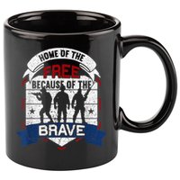 Home Of The Free Because Of The Brave Proud American Veteran 11oz C Handle Ceramic Mug
