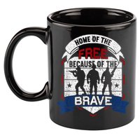 Home Of The Free Because Of The Brave Proud American Veteran 11oz C Handle Ceramic Mug