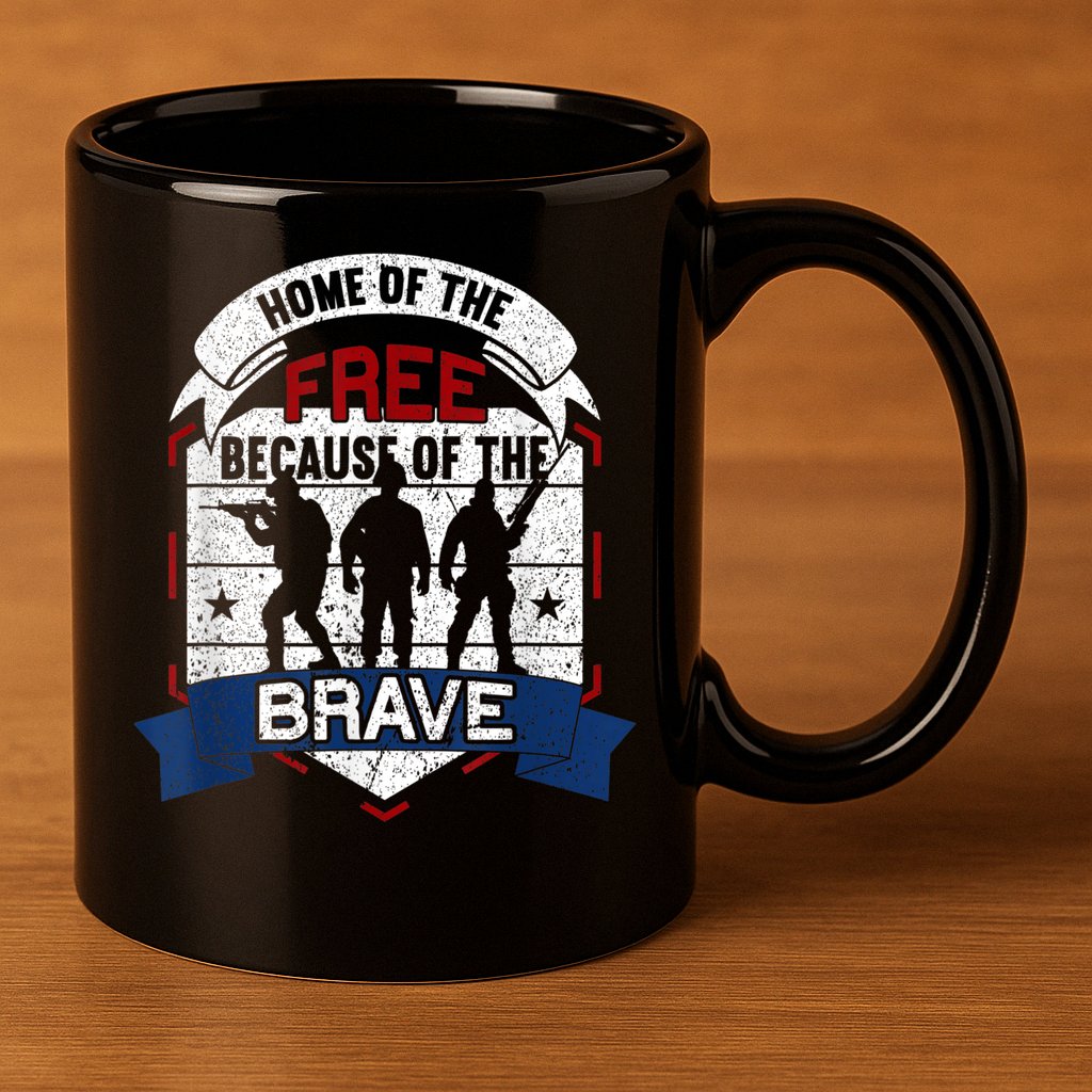 Home Of The Free Because Of The Brave Proud American Veteran 11oz C Handle Ceramic Mug