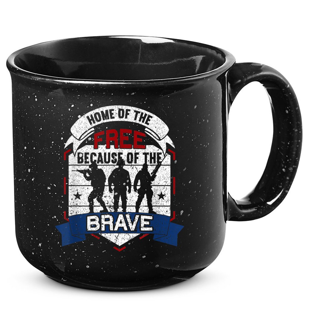 Home Of The Free Because Of The Brave Proud American Veteran 15oz Campfire Ceramic Mug