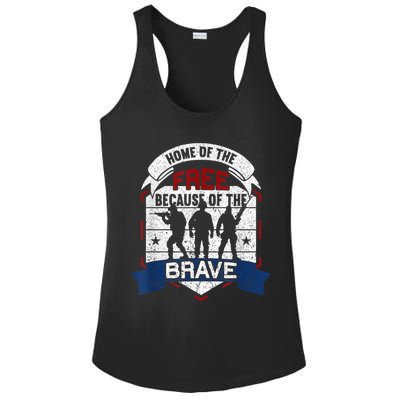 Home Of The Free Because Of The Brave Proud American Veteran Ladies PosiCharge Competitor Racerback Tank