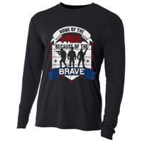 Home Of The Free Because Of The Brave Proud American Veteran Cooling Performance Long Sleeve Crew