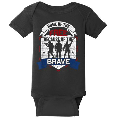 Home Of The Free Because Of The Brave Proud American Veteran Baby Bodysuit