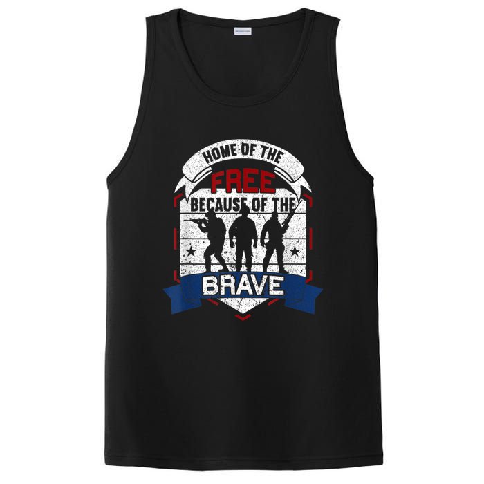 Home Of The Free Because Of The Brave Proud American Veteran PosiCharge Competitor Tank