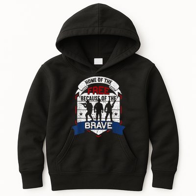 Home Of The Free Because Of The Brave Proud American Veteran Kids Hoodie
