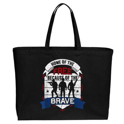 Home Of The Free Because Of The Brave Proud American Veteran Cotton Canvas Jumbo Tote