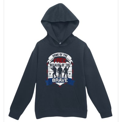 Home Of The Free Because Of The Brave Proud American Veteran Urban Pullover Hoodie