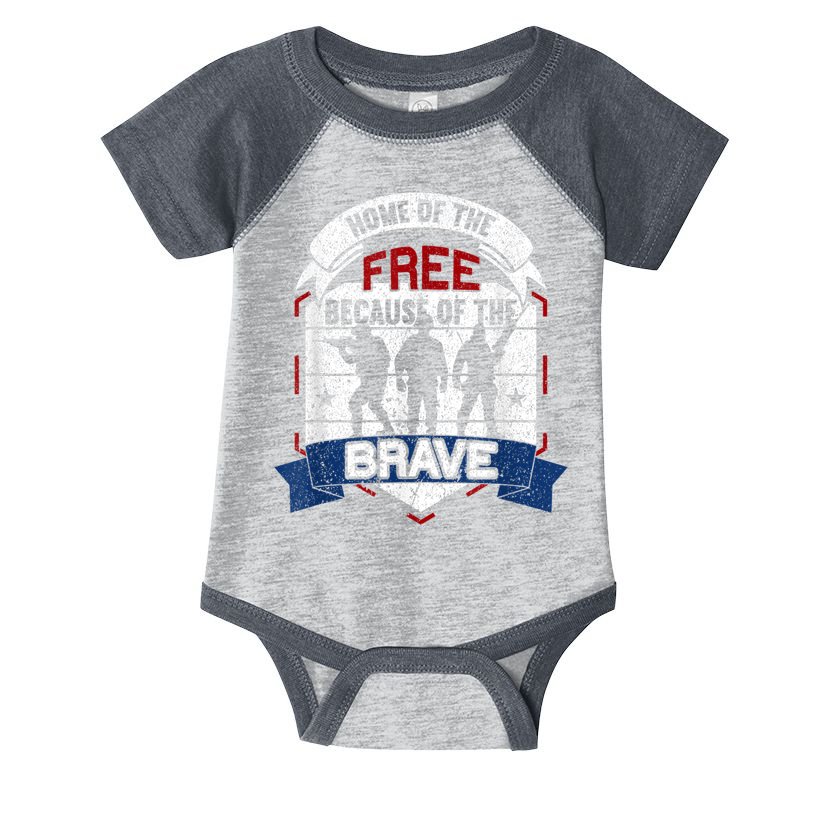 Home Of The Free Because Of The Brave Proud American Veteran Infant Baby Jersey Bodysuit