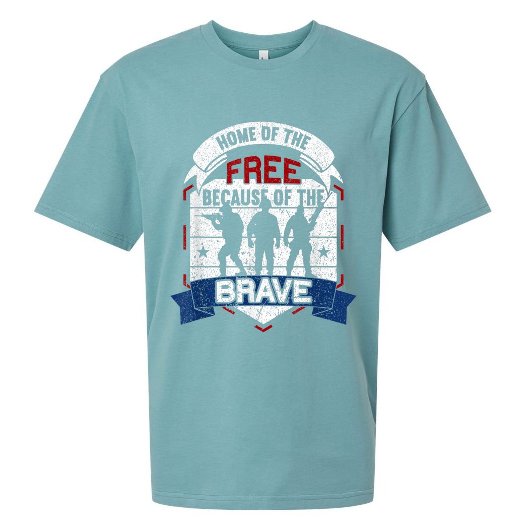 Home Of The Free Because Of The Brave Proud American Veteran Sueded Cloud Jersey T-Shirt
