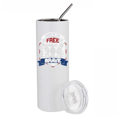 Home Of The Free Because Of The Brave Proud American Veteran Stainless Steel Tumbler