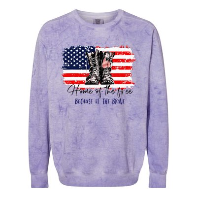 Home Of The Free Because Of The Brave American Flag Colorblast Crewneck Sweatshirt