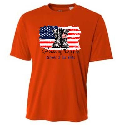 Home Of The Free Because Of The Brave American Flag Cooling Performance Crew T-Shirt