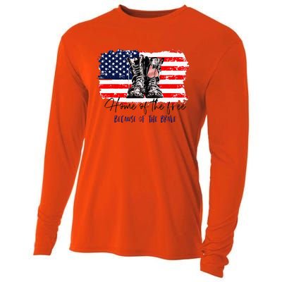 Home Of The Free Because Of The Brave American Flag Cooling Performance Long Sleeve Crew