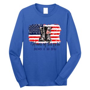 Home Of The Free Because Of The Brave American Flag Long Sleeve Shirt