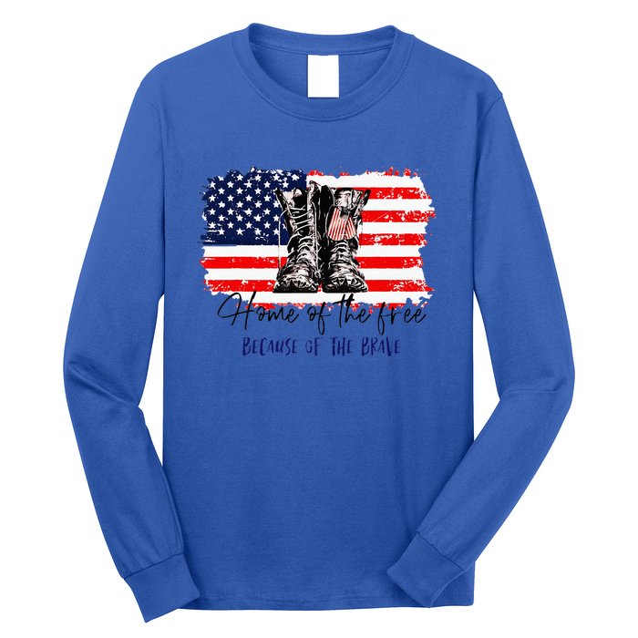 Home Of The Free Because Of The Brave American Flag Long Sleeve Shirt