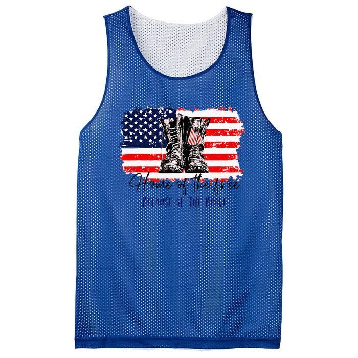 Home Of The Free Because Of The Brave American Flag Mesh Reversible Basketball Jersey Tank