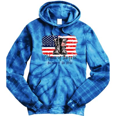 Home Of The Free Because Of The Brave American Flag Tie Dye Hoodie