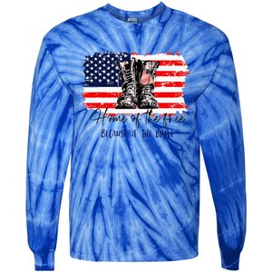 Home Of The Free Because Of The Brave American Flag Tie-Dye Long Sleeve Shirt