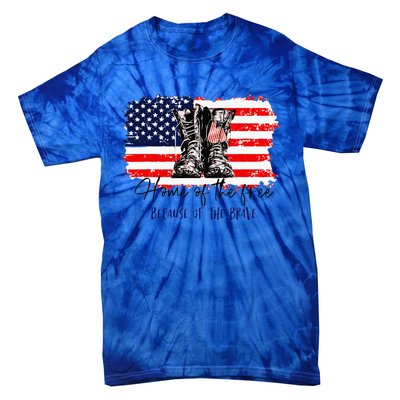 Home Of The Free Because Of The Brave American Flag Tie-Dye T-Shirt