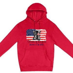 Home Of The Free Because Of The Brave American Flag Premium Pullover Hoodie