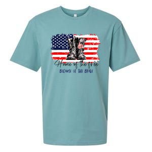 Home Of The Free Because Of The Brave American Flag Sueded Cloud Jersey T-Shirt