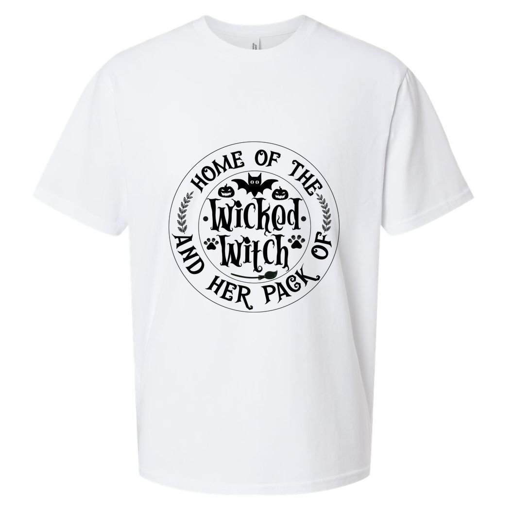 Home Of The Wicked Witch And Her Pack Of Dog Funny Halloween Sueded Cloud Jersey T-Shirt