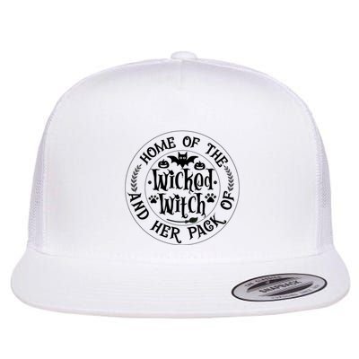 Home Of The Wicked Witch And Her Pack Of Dog Funny Halloween Flatbill Hat