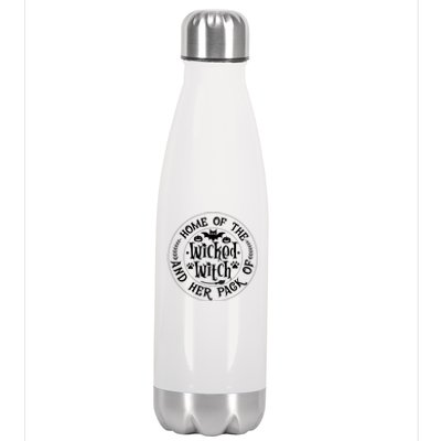 Home Of The Wicked Witch And Her Pack Of Dog Funny Halloween Stainless Steel Insulated Water Bottle