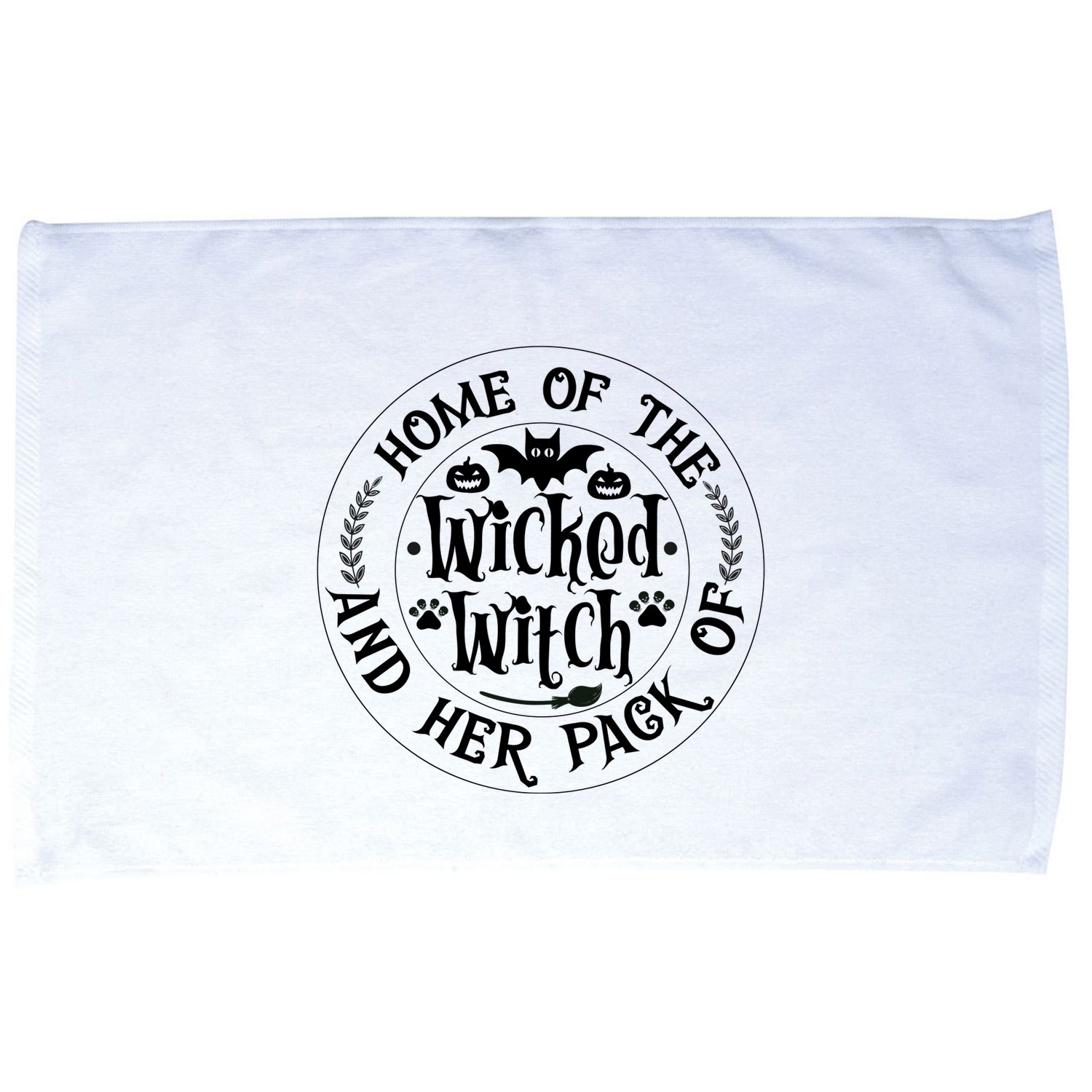 Home Of The Wicked Witch And Her Pack Of Dog Funny Halloween Microfiber Hand Towel