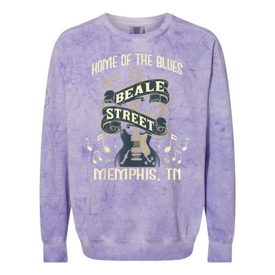 Home Of The Blues Beale Street Memphis Musician Guitarist Colorblast Crewneck Sweatshirt