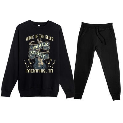 Home Of The Blues Beale Street Memphis Musician Guitarist Premium Crewneck Sweatsuit Set