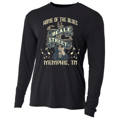 Home Of The Blues Beale Street Memphis Musician Guitarist Cooling Performance Long Sleeve Crew