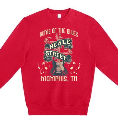 Home Of The Blues Beale Street Memphis Musician Guitarist Premium Crewneck Sweatshirt