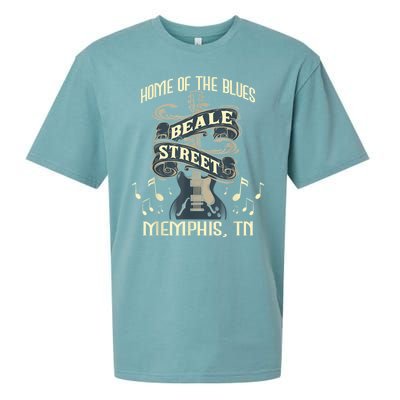 Home Of The Blues Beale Street Memphis Musician Guitarist Sueded Cloud Jersey T-Shirt